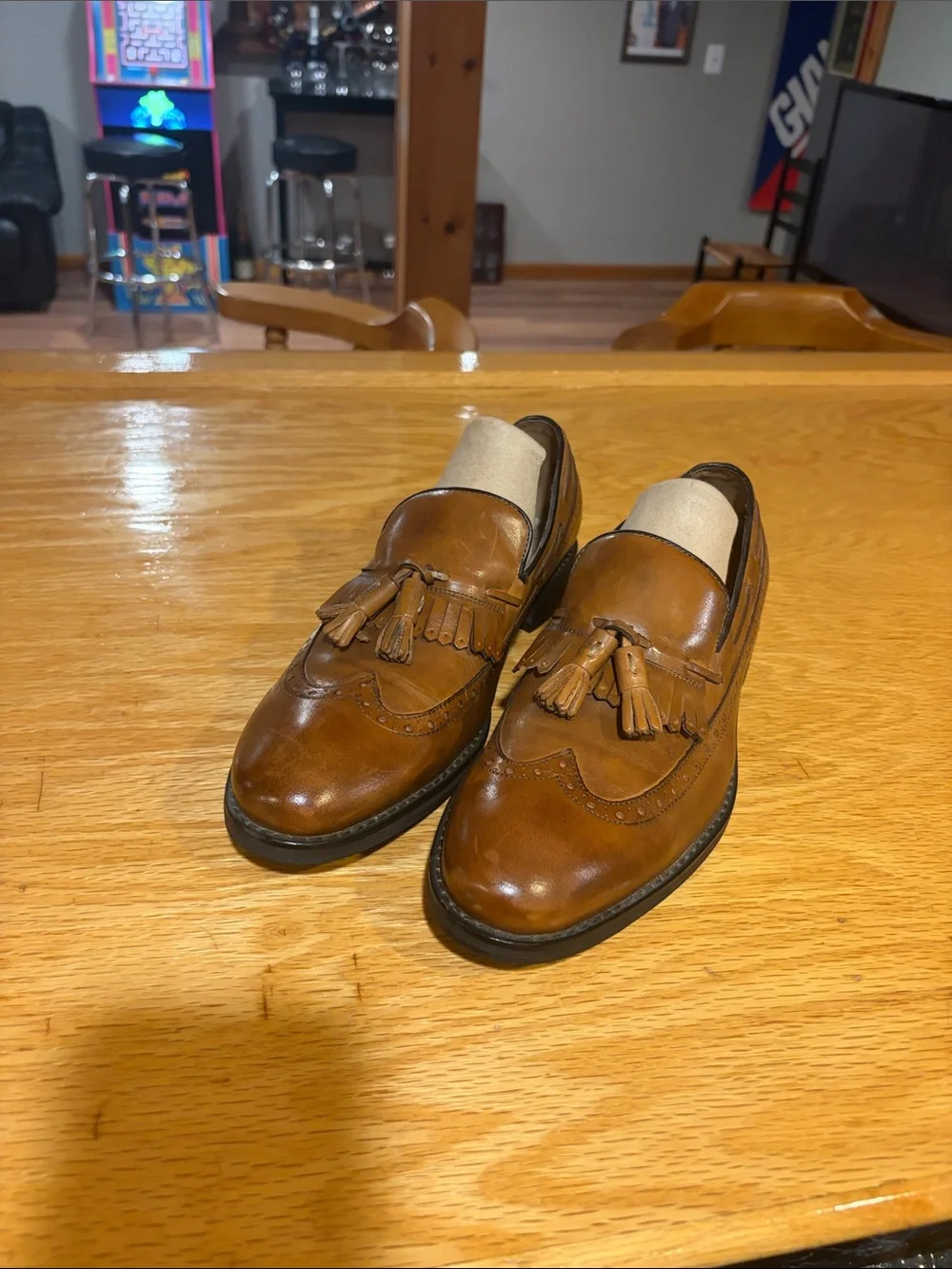 Johnston & Murphy Cognac Leather Tassel Kiltie Loafers